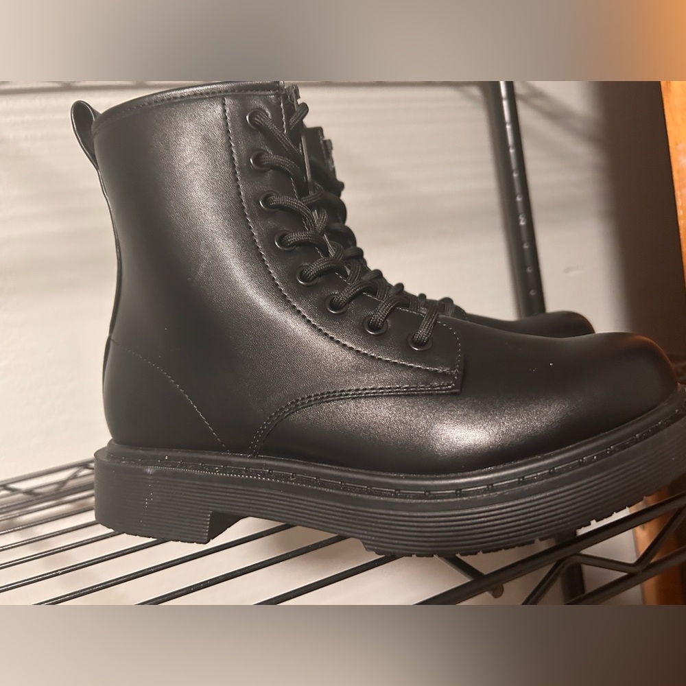 Women's Black Combat Moto Boots - Lace-Up Military Style